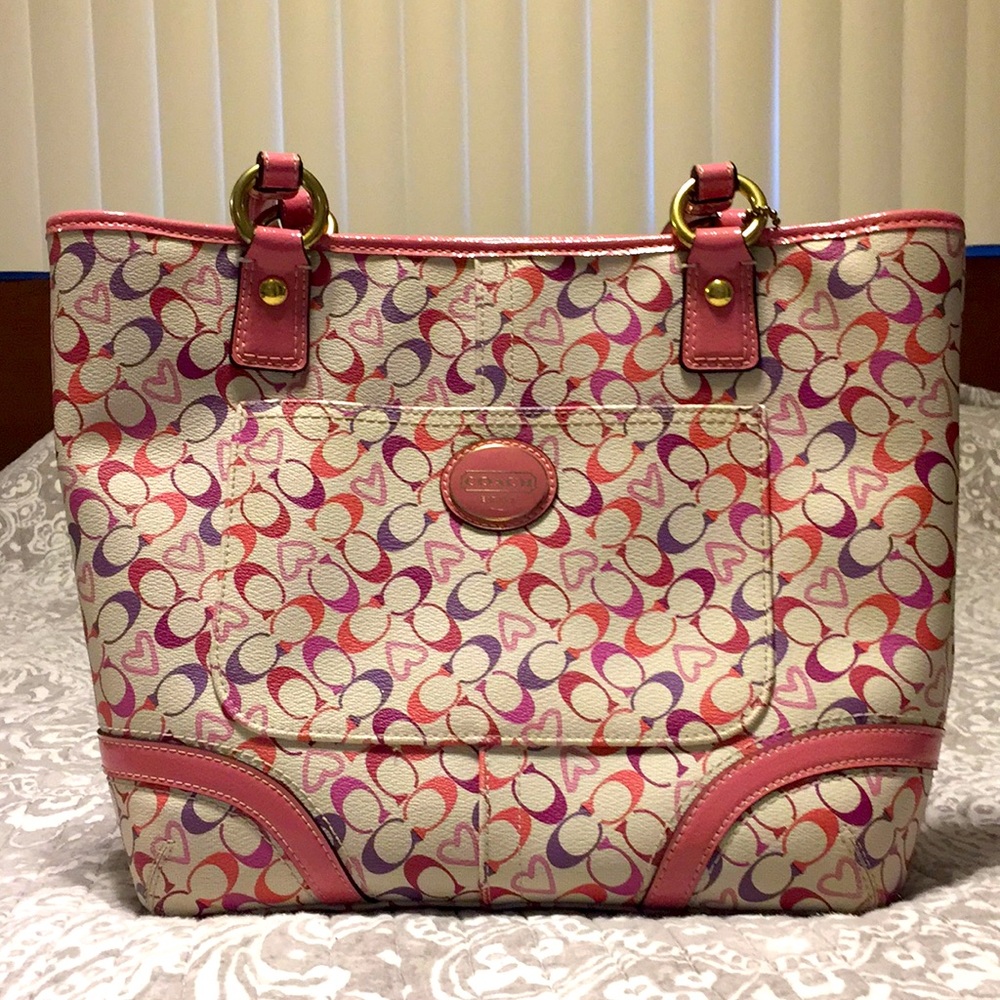 COACH Waverly Chelsea Pink and Purple Vintage Leather Tote